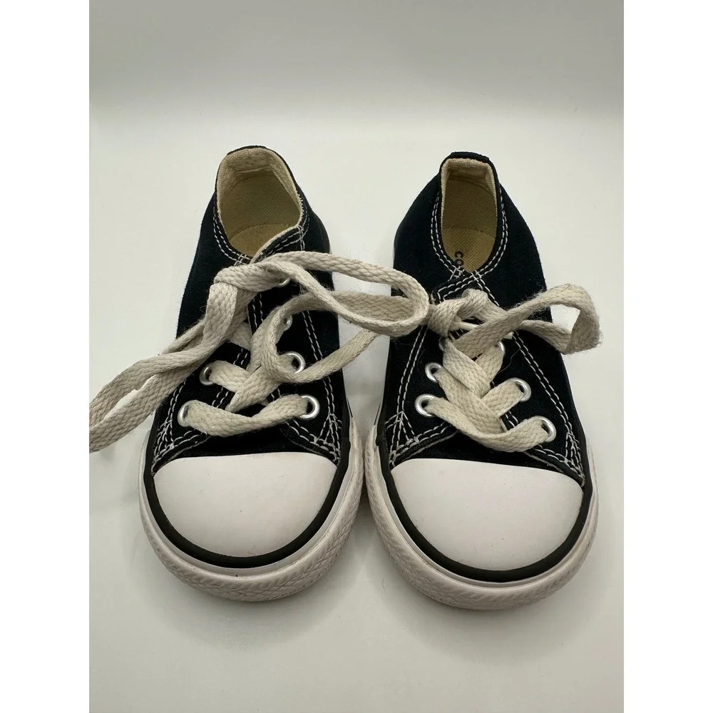 Converse All Star Toddler Sneakers Low Top Black Canvas Shoes US Size 5